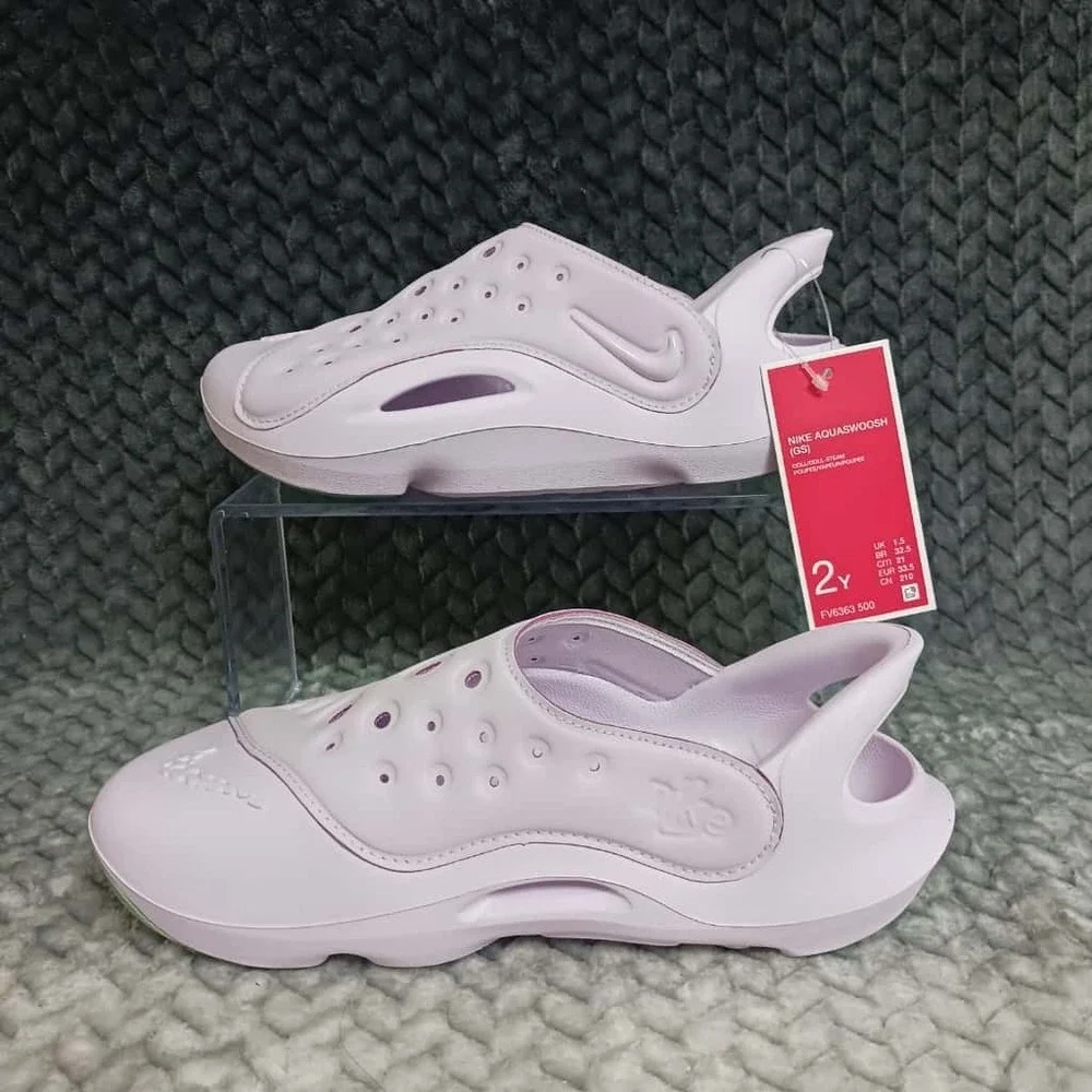 Nike Aqua Swoosh GS little Kids' Sandals Clogs Lavender Purple FV6363 500 Sz 2Y